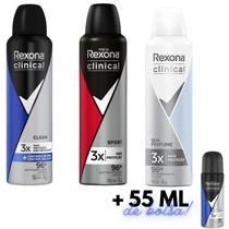 Kit Rexona Men Hipoalergênico Aerosol Clinical Sport Clean Anti Manchas Kit Rexona Men Hipoalergênico Aerosol Clinical Sport Clean Anti Manchas