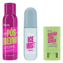 Kit Ricca Ice Mist 100ml + Bastão Zero Atrito 20g + Shampoo a Seco Pós-Treino 150ml Kit Ricca Ice Mist 100ml + Bastão Zero Atrito 20g + Shampoo a Seco Pós-Treino 150ml