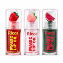 Kit Ricca Magic Lip Oil: Morango, Melancia e Pessego
