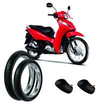 KIT RINALDI Par pneus Rinaldi Dianteiro+Traseiro+Câmaras HONDA BIZ