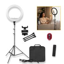 Kit Ring Light 45cm LED + 3 Suportes de Celular + Tripé 2m