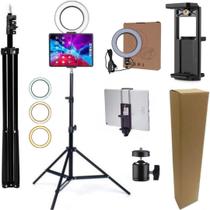 Kit Ring Light Luz Com Tripé 2m + Suporte iPad Tablet Celular Smartphone