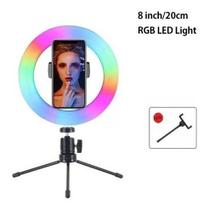 Kit Ring light tripé iluminador selfie vídeos make 8 Pol + Tripé De Mesa + Suporte Cel