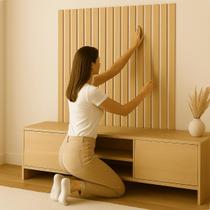 Kit Ripa Ripado Madeira MDF Cru 120x5cm Shiplap Painel Deck Parede Decorativo