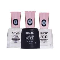 Kit Risqué Diamond Gel 3 Top Coats Efeito Cristal, Efeito Paetê e Top Coat Fixador