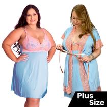 Kit Robe e Camisola Sexy Plus Size Sedutora Tamanho Grande Confortável Kit Robe e Camisola Sexy Plus Size Sedutora Tamanho Grande Confortável