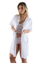 Kit Robe e Lingerie Rendada Branca Kit Robe e Lingerie Rendada Branca
