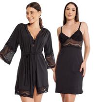 Kit Robe Noiva Camisola Amamentação Curta Gestante Maternidade