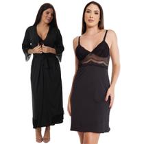 Kit Robe Noiva Roupão Camisola Amamentação Curta Maternidade