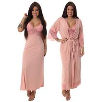 Kit Robe Noiva Roupão Camisola Amamentação Longa Maternidade