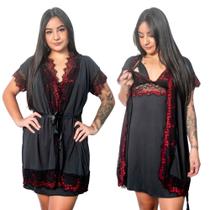 Kit Robe Roupão e Camisola Amamentação Gestante Bicolor Pós Parto Luxuoso Confortável Maternidade