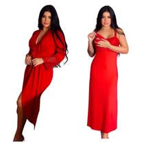 Kit Robe Roupão e Camisola Amamentação Recorte Romântico Longos Vestido de Dormir Confortável Prático