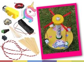 Kit Robótica para montagem do Carrossel Elétrico de Unicórnios DIY - Parque de diversões sustentável