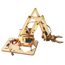 Kit Robótico de Braço Mecânico 4DOF em Madeira para Arduino