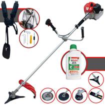 Kit Roçadeira 5 Em 1 Anmax CG430-P À Gasolina 43cc Ideal Para Todos os Tipos de Trabalhos Com Carretel de Nylon, Lâmina 2 Pontas, Lâmina 3 Pontas, Lâmina 40 Dentes, Lâmina 80 Dentes + ÓLEO STIHL 2T