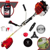 Kit Roçadeira 5 Em 1 Kawashima KW43-L À Gasolina 43cc Ideal Para Todos os Tipos de Trabalhos Com Carretel de Nylon, Lâmina 2 Pontas, Lâmina 3 Pontas, Lâmina 40 Dentes, Lâmina 80 Dentes + ÓLEO TOYAMA Kit Roçadeira 5 Em 1 Kawashima KW43-L À Gasolina 43cc Ideal Para Todos os Tipos de Trabalhos Com Carretel de Nylon, Lâmina 2 Pontas, Lâmina 3 Pontas, Lâmina 40 Dentes, Lâmina 80 Dentes + ÓLEO TOYAMA