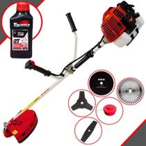 Kit Roçadeira 5 Em 1 Kawashima KW52-L À Gasolina 52cc Ideal Para Todos os Tipos de Trabalhos Com Carretel de Nylon, Lâmina 2 Pontas, Lâmina 3 Pontas, Lâmina 40 Dentes, Lâmina 80 Dentes + ÓLEO TOYAMA Kit Roçadeira 5 Em 1 Kawashima KW52-L À Gasolina 52cc Ideal Para Todos os Tipos de Trabalhos Com Carretel de Nylon, Lâmina 2 Pontas, Lâmina 3 Pontas, Lâmina 40 Dentes, Lâmina 80 Dentes + ÓLEO TOYAMA
