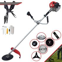 Kit Roçadeira Anmax CG430P À Gasolina 43cc 2HP de Potência 9.000rpm Com 6 Opções de Cortes Carretel, Faca 2 Pontas e 3 Pontas, Disco 40 Dentes Vídea, Disco 80 Dentes e Escova de Aço Rotativa
