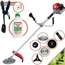 Kit Roçadeira Anmax CG430P-TB À Gasolina 43cc 2HP 9.000rpm Alta Performance Completa Com Carretel + Faca 2 Pontas + Faca 3 Pontas + Faca 40 Dentes + Faca 80 Dentes + Escova de Aço + ÓLEO STIHL 2T