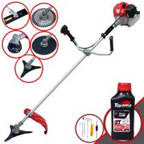 Kit Roçadeira Multifuncional Anmax CG430P À Gasolina 43cc 2HP 9.000rpm Completa Com Carretel Nylon e Faca 2 Pontas + EXTRA Faca 3 Pontas, Faca 40 Dentes, Faca 80 Dentes + ÓLEO TOYAMA 2T