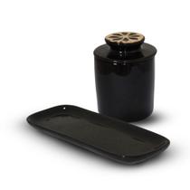 Kit Rocamboleira Pequena e Manteigueira Francesa De Cerâmica