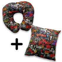 Kit rock nroll 1 almofada cervical 34 x 34 + almofada