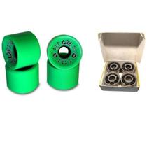 Kit Roda Skate Long Simulador De Surf 70 Mm 83a + Rolamento