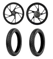Kit Roda Titan Fan 160 16 A 24 Liga Pé De Galinha Shiver + 2 pneu vipal ST600 80/100-18 90/90-18