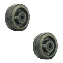 Kit Rodas 414 (4 pol) Ferro e Borracha para Carrinhos (2 UN)
