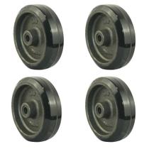 Kit Rodas 514 (5 pol) Ferro e Borracha para Carrinhos (4 UN) Kit Rodas 514 (5 pol) Ferro e Borracha para Carrinhos (4 UN)