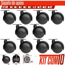 Kit Rodinhas Rodizio Girátorio C/ Placa 10 unidades para Móveis Pesados