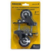 Kit rodízio 2 c/ freio rolamento bom2757 bomvink Kit rodízio 2 c/ freio rolamento bom2757 bomvink