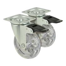 Kit Rodízio CA75 PU Transparente com Trava ( silicone )