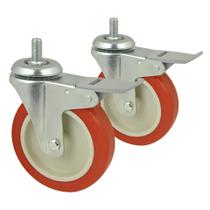 Kit Rodizio Industrial CI125 PU Laranja com Trava