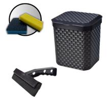 Kit Rodo De Pia Lixeira 5L Esponjas Amarela e Azul Kit Rodo De Pia Lixeira 5L Esponjas Amarela e Azul