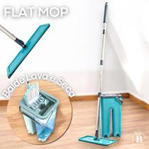 Kit Rodo Flat Mop limpeza com Balde Lava E Seca Profissional Com 2 Refil para troca