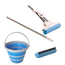 Kit Rodo Mágico Mop C 1 Refil Limpa E Seca E Balde Dobrável Kit Rodo Mágico Mop C 1 Refil Limpa E Seca E Balde Dobrável