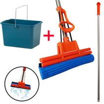Kit Rodo Mop Duplo Rolete Esfregão 27 Cm Absorvente de Limpeza Com Balde Kit Rodo Mop Duplo Rolete Esfregão 27 Cm Absorvente de Limpeza Com Balde