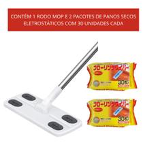 Kit Rodo Mop Para Uso Com Pano Eletrostático Com 60 Lenços