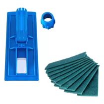 Kit Rodo Mop Suporte Garra s/ Cabo 5 Fibras Verde Limpeza Pesada