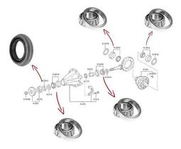 Kit Rolamento Retentor Pinhão Diferencial Traseiro Dana Hilux 2005 até 2015 - Retentor + Rolamento Pinhão + Rolamento Coroa