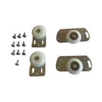 Kit Roldana e Guia P/ Porta de Correr Guarda Roupa Mdf 4 Und