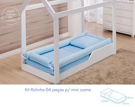 Kit rolinho p/ mini cama 04-peças malha 100% algodão montessoriano - baby joy enxoval