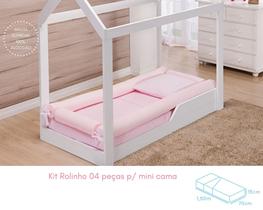 Kit rolinho p/ mini cama 04-peças malha 100% algodão montessoriano - baby joy enxoval