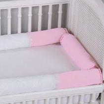 Kit Rolinho Protetor de Berço Bebê Almofadas Protetoras Rosa - Casanet