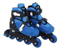 Kit Roller Patins Inline Radical Ajustável Azul Bel
