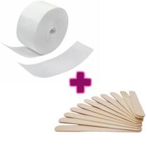 Kit rolo Depilatorio 50mts + 100 Palitos Depilação