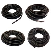 Kit Rolo Espaguete Tubo Corrugado Preto 4,5mm 7,5mm 10mm e 13mm 20 Metros De Cada Mangueira Conduite Com Corte Reforçado