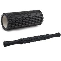 Kit Rolo Liberação Miofascial Foam Roller E Bastão Massagem