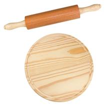 Kit Rolo para massa móvel 23x6 Cm com Tábua redonda 40 Cm
